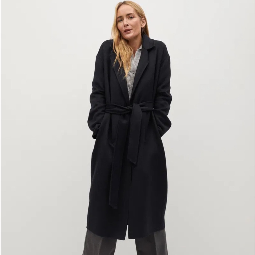 Mango Black Wool Coat
